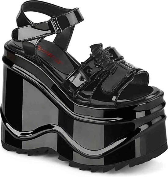 DemoniaCult - WAVE-13 Sleehakken - Vleermuis - 37 Shoes - Zwart