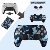 Foxx decals - PS5 controller sticker - PS5 skin - Camouflage - Blauw - met gratis thumb grips