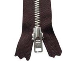 YKK broekrits met nikkeltandjes, Lengte 15 cm, Bruin, niet deelbaar, Per Stuk.