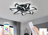 UnicLamps LED Bluetooth - 10 Sterren Plafondlamp Zwart - Met Afstandsbediening - Smart lamp - Dimbaar Met App - Woonkamerlamp - Moderne lamp - Plafoniere