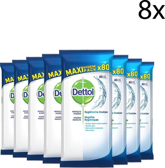 Dettol - Schoonmaakdoekjes - Power & Fresh - Cleanser - 80 stuks x8