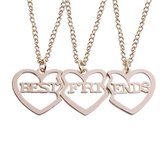 Kasey Vriendschapsketting - BFF ketting voor 3 - Hartjes - Rose Goud