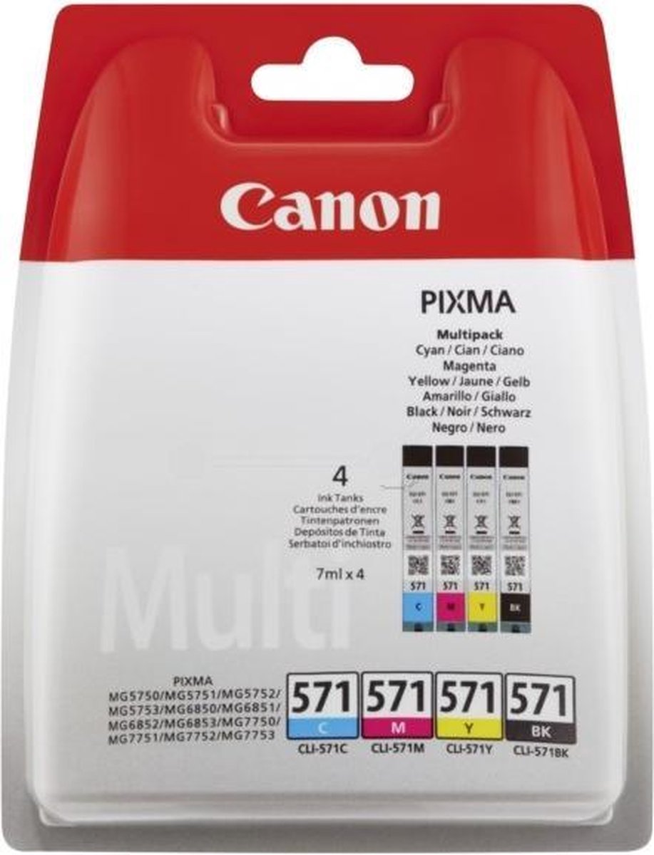 Canon - CLI-571 Inktcartridge - Multipack - BK/C/M/Y - 0386C005