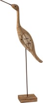 J-Line Wulp Op Voet Paulownia Hout Naturel/Wit L 10 x B 10 x H 17,5 cm Set van 2 stuks