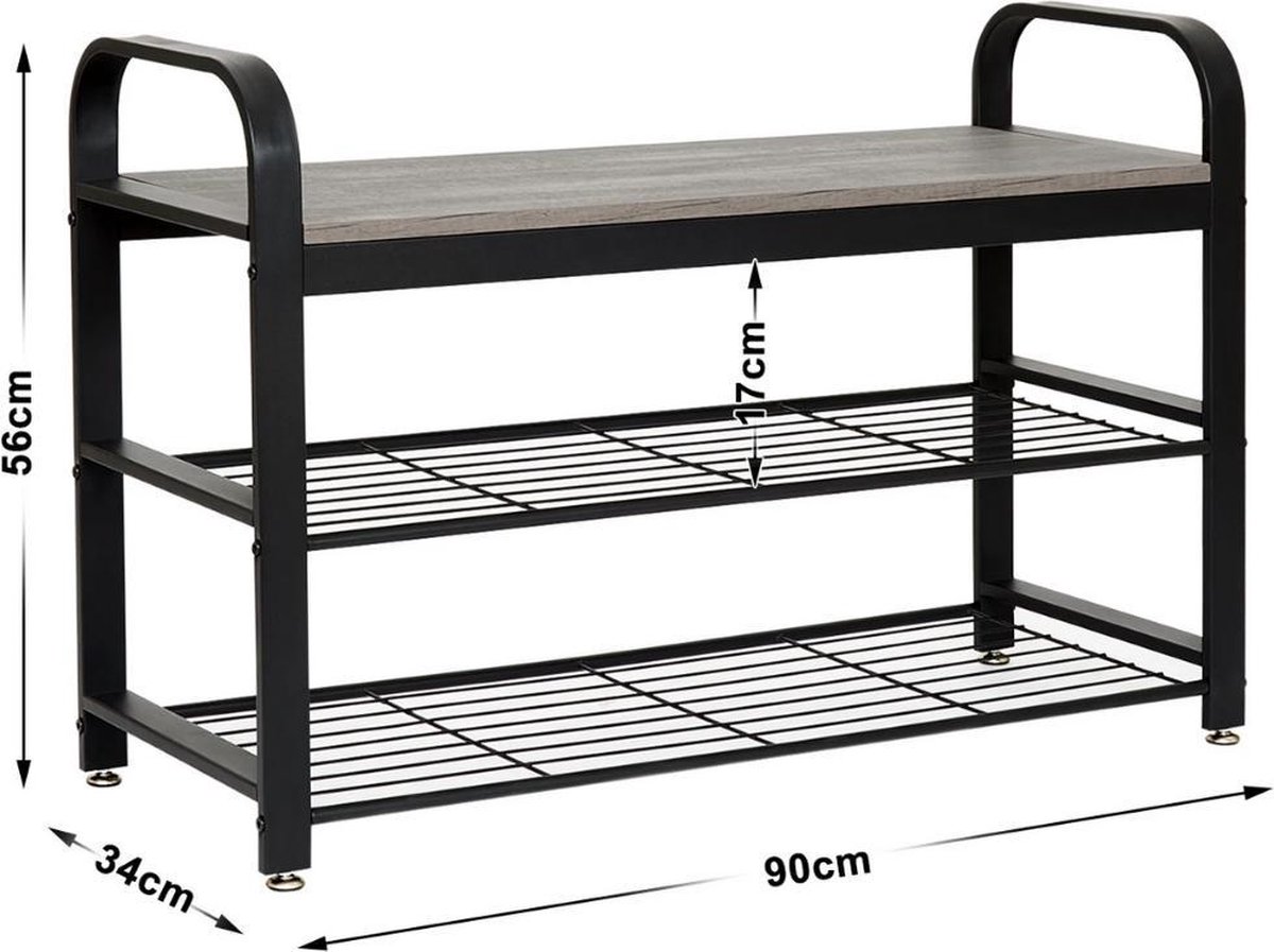 SONGMICS Schoenenrek, 4-laags schoenenorganizer, stoffen schoenenplank opslag met 4 haken, geschikt voor maximaal 24 paar schoenen, in hoogte verstelbaar schoenenrek voor entree, hal, kast, eenvoudige