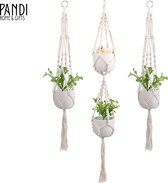 Pandi Macramé Plantenhangers - Mix van 3 plantenhangers - 2 Enkele hangers en 1 Dubbele hanger