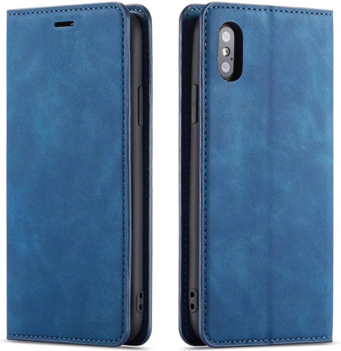 Geschikt voor Apple iPhone X - XS Bookcase | Blauw | Pasjeshouder | Portemonnee hoesje