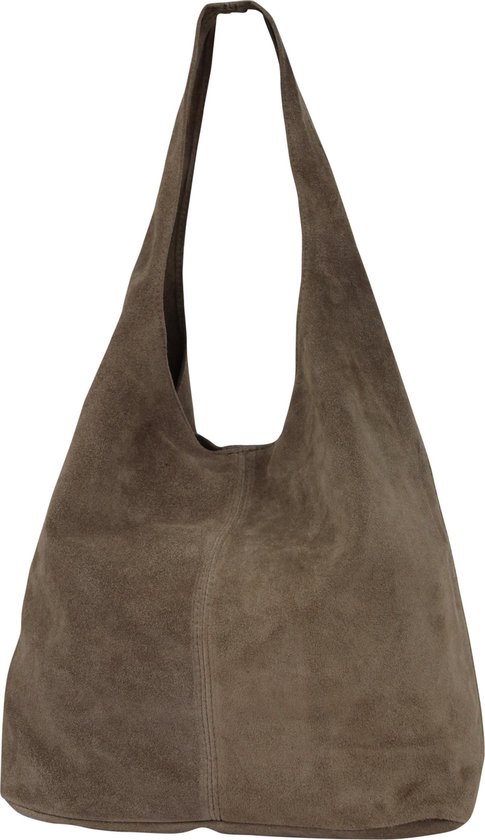 AmbraModa WL818 - Sac à main, sac à bandoulière, shopper pour femme en cuir suédé - taupe