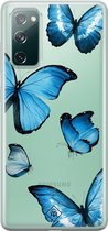 Samsung S20 FE transparant hoesje - Vlinders | Samsung S20 FE case | blauw | Casimoda