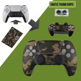 Foxx decals - PS5 controller sticker - PS5 skin - Camo - groen - bruin - Woodland - met gratis thumb grips