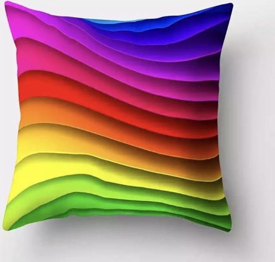 Kussenhoes regenboog - multicolor - Sierkussen - 45x45 cm