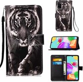 gsm Hoesje Samsung Galaxy A91 / S10Lite- flip book case cover met koord en ruimte voor pasjes en print - Samsung A91 / S10Lite hoesje - Hoesje met leuk printje - Tijger hoesje voor