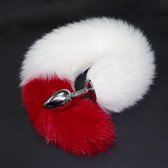 Kinky Secrets Rood / Wit Buttplug Staart - Anale Staart Voor Petplay En Furry