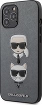 Zilver hoesje van Karl Lagerfeld - Backcover - iPhone 12 Pro Max - Saffiano Head
