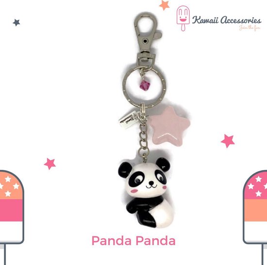 Kawaii Accessories by Kuroji - Panda Panda - Sleutelhanger Tashanger - Swarovski elements - Kawaii style - handgemaakt