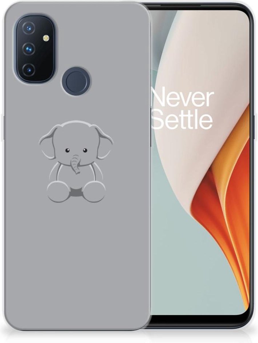 OnePlus Nord N100 Telefoonhoesje met Naam Grijs Baby Olifant
