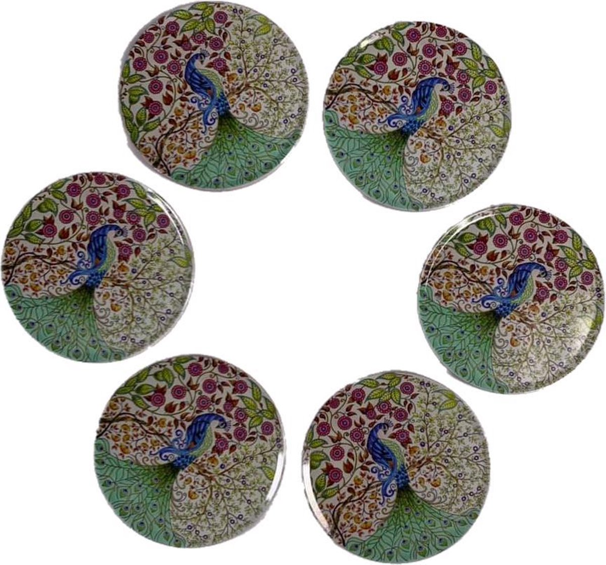 Pauw onderzetters - Onderzetters voor glazen - Tafelaccessoires -  Onderzetters  - Coasters - Set van 6 - Cadeau