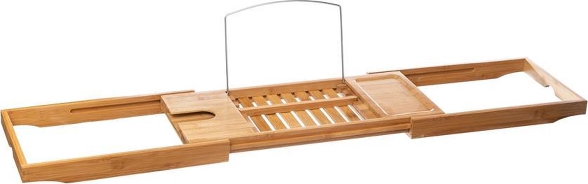 Luxe bamboe badplank uitschuifbaar/verstelbaar 70-105 x 22 x 4 cm - Houten plank voor het bad - 5five