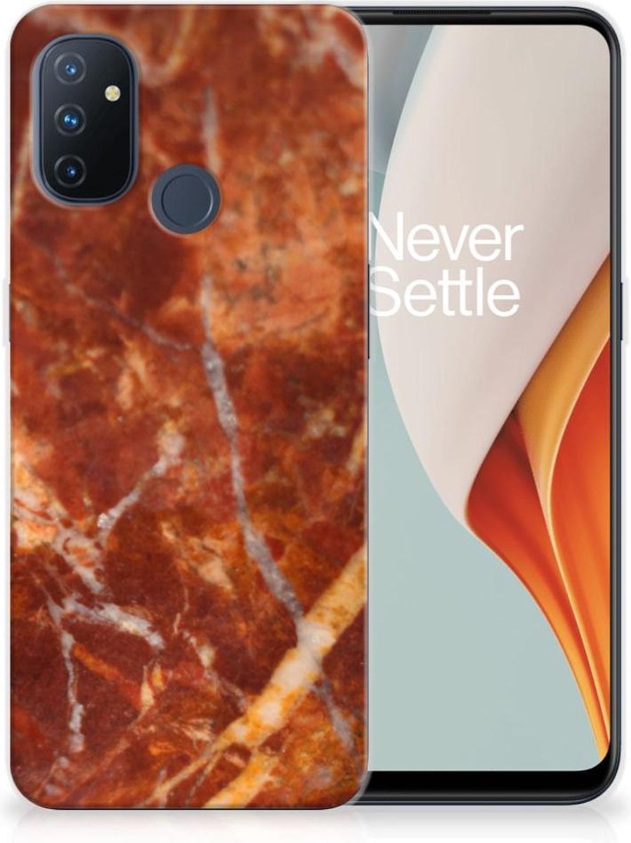 Back Cover voor OnePlus Nord N100 TPU Siliconen Hoesje Marmer Bruin