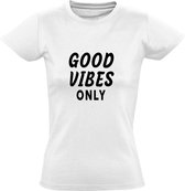 Good vibes only dames t-shirt | positiviteit | vakantie | cadeau | Wit