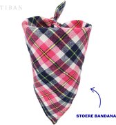 Bandana hond | Hondenhalsdoek ruit roze | Hondensjaal | Hondenkleding | Hondenhalsband