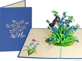 Popcards Pop-Up Cards - Carte d'anniversaire Blue Fleurs Star Hyacinth Butterfly Love Amitié Félicitation Get Well Soon Pop-Up Card Carte de voeux 3D