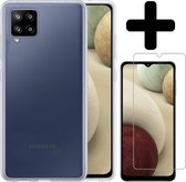 Hoesje Geschikt voor Samsung A12 Hoesje Siliconen Case Met Screenprotector - Hoes Geschikt voor Samsung Galaxy A12 Hoes Siliconen - Transparant