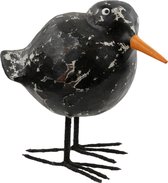 Bird wood ball black - 12x12x8 cm - zwart - x - India - Sarana -