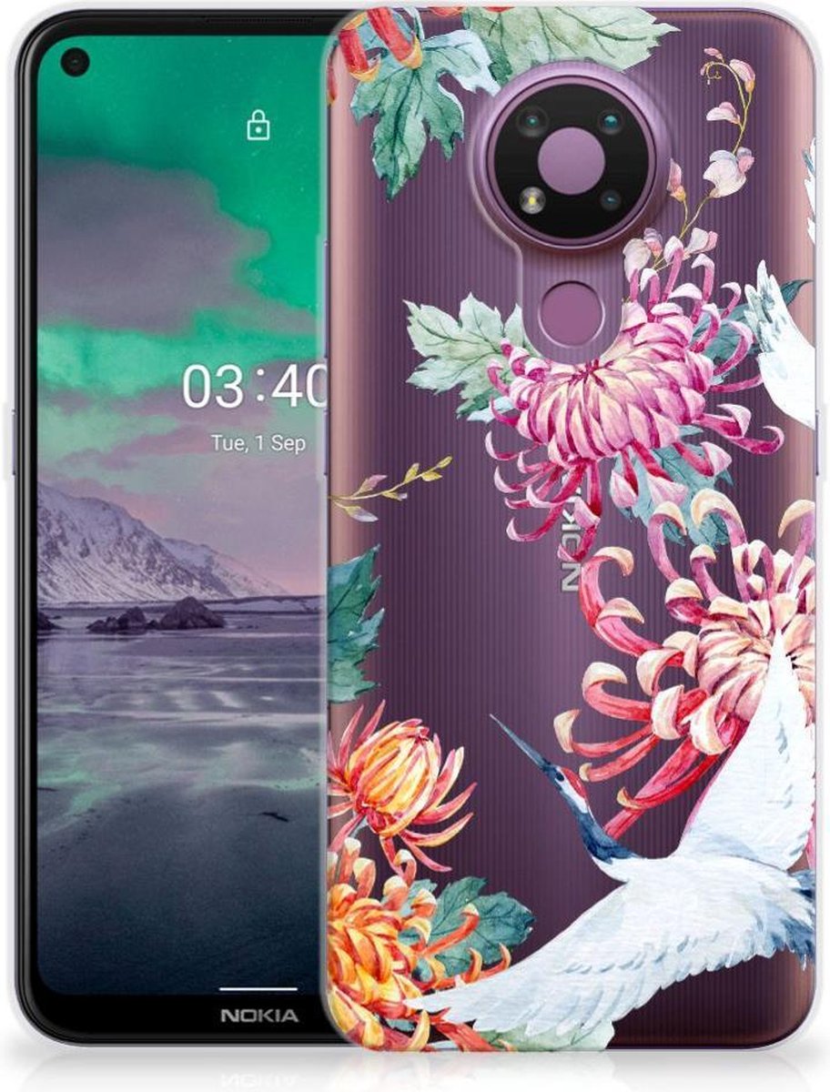Nokia 3.4 TPU Hoesje Bird Flowers