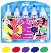 Tie Dye kit - Complete tie dye starterset met 5 kleuren - Geel, rood, paars, blauw & groen