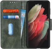 Samsung Galaxy S21 Ultra Hoesje Wallet Book Case Groen
