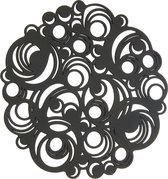 Batucada - Moon Quarter - Plantaardige - Ronde - Onderlegger – Cirkels motief – Rondjes patroon - Tafeldecoratie - oogt zoals Rubber – Anti Slip – 1 stuks - Zwart – 23,5cm – Onderh