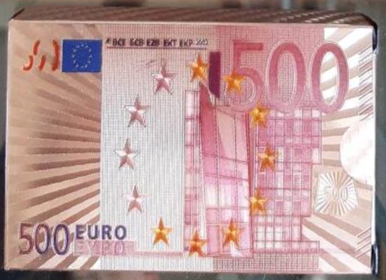 Afbeelding van het spel Speelkaarten - rose Goud 500 euro biljet - 100% Plastic speelkaarten