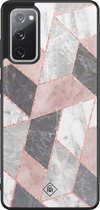 Samsung S20 FE hoesje - Stone grid marmer | Samsung Galaxy S20 case | Hardcase backcover zwart