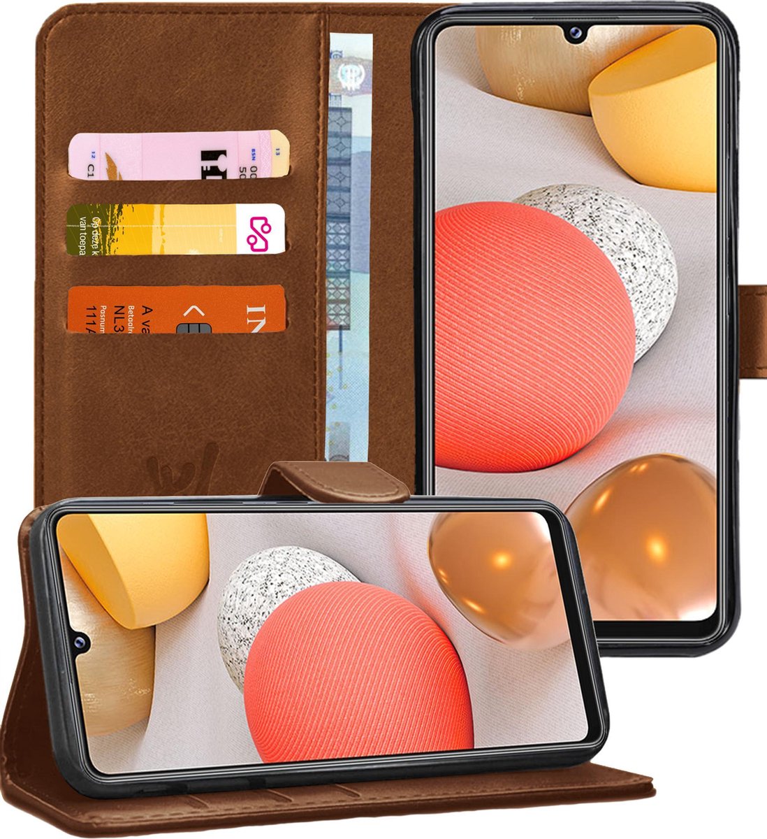 Hoesje geschikt voor Samsung Galaxy A42 - Book Case Kunstleer Pasjeshouder Bruin