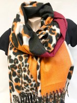 LANGE WARME DAMES SJAAL - PANTER - LUIPAARD - ORANJE - ZWART - DIVERSE KLEUREN - 180 X 70CM