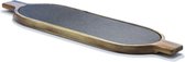 APS-Germany® Borrelplank met Natuurstenen Inlegplateau - 2-Delig - Serveerplank - Hapjesplank - Kaasplank - 40 x 15 cm