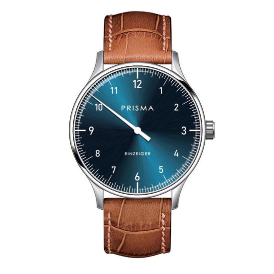 Prisma Design 'Einzeiger' - Eenwijzer Horloge Blauw 40mm