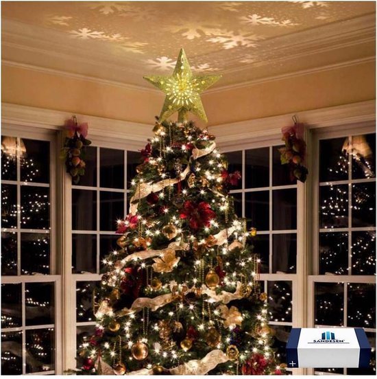 Piek kerstboom met projectie verlichting goud bol