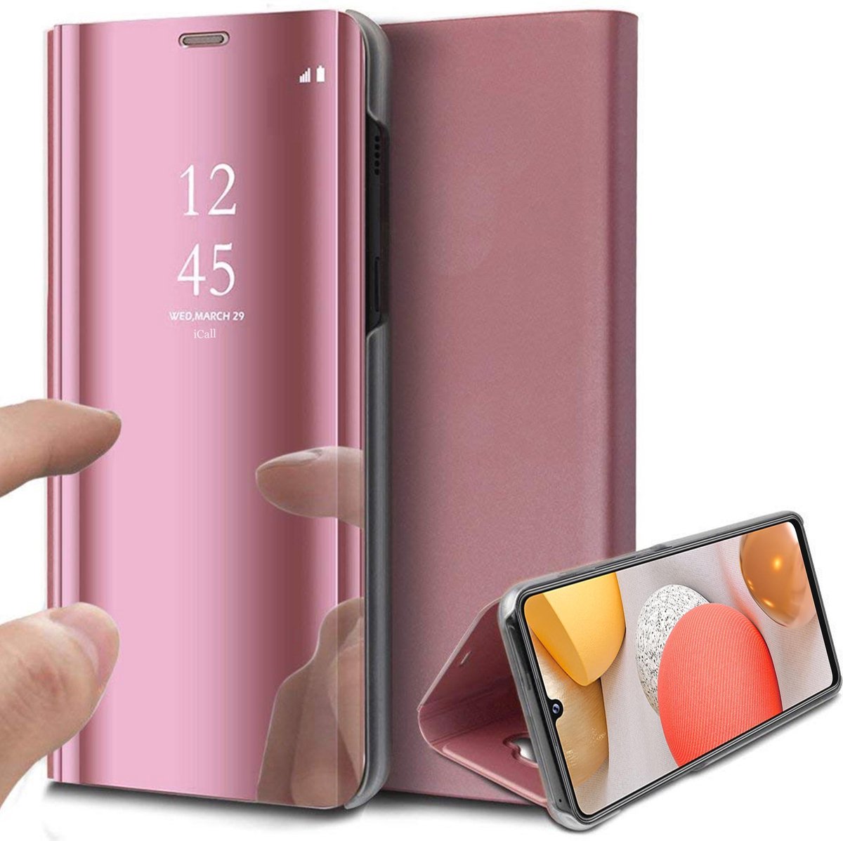 Hoesje geschikt voor Samsung Galaxy A42 - Book Case Spiegel Roségoud