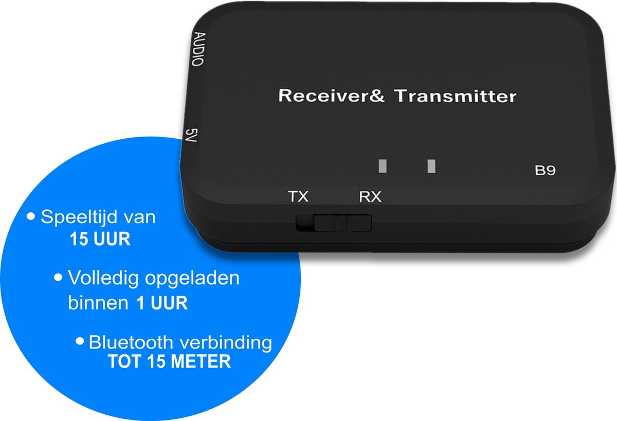 Bluetooth audio Transmitter & Receiver Draadloos muziek luisteren via