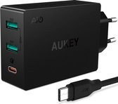 Aukey Quick Charge 3.0 Oplader PA-Y4 - 2 USB poorten + 1 USB-C poort - zwart
