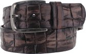 JOB86 - Kroko heren jeansriem - Donkerbruin - 105 cm