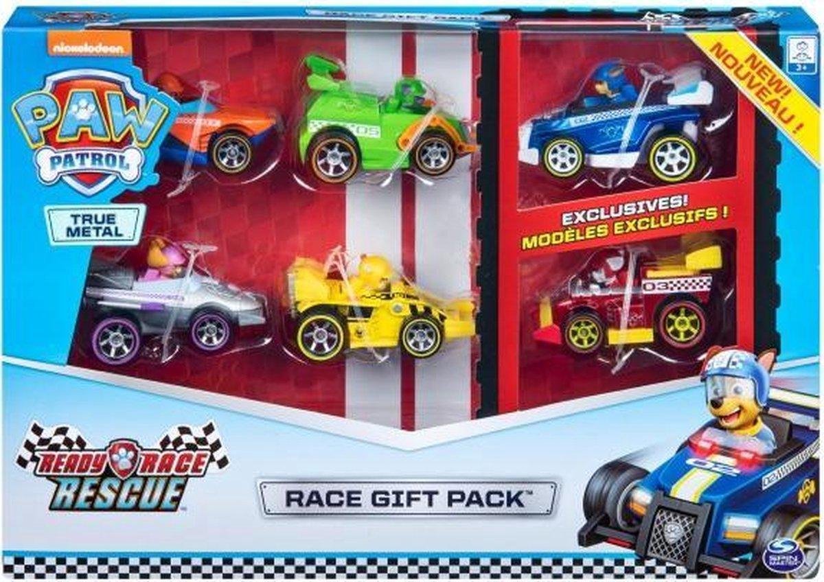 PAW Patrol, True Metal Ready Race Rescue-cadeauset van 6 gegoten verzamelvoertuigen op schaal 1:55