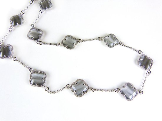 model 10 Fiori collier in zilver grijze klavers