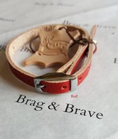 Leren kattenhalsband voor grote katten-met naam- kleur Red