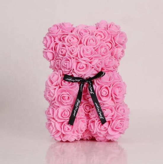 Ours en Rose avec Cœur dans sa boîte –Saint Valentin, Mariage, Noël,  Cadeau, Anniversaire, Fête des Mères – H35cm