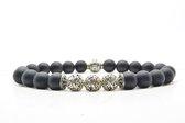 Beaddhism - Armband - Matt Black - 925 Zilver - Lucky Dragon 3 - 8 mm - 19 cm