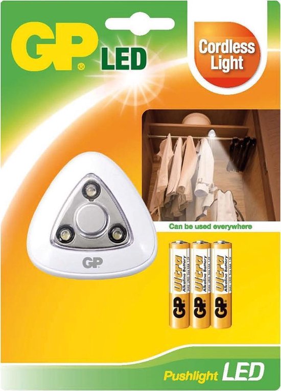 GP Led lamp pushlight inclusief 3 aaa batterijen