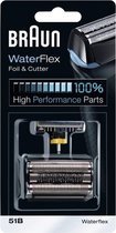 Braun WaterFlex 51B Foil & Cutter Zwart - Vervangend Scheerblad